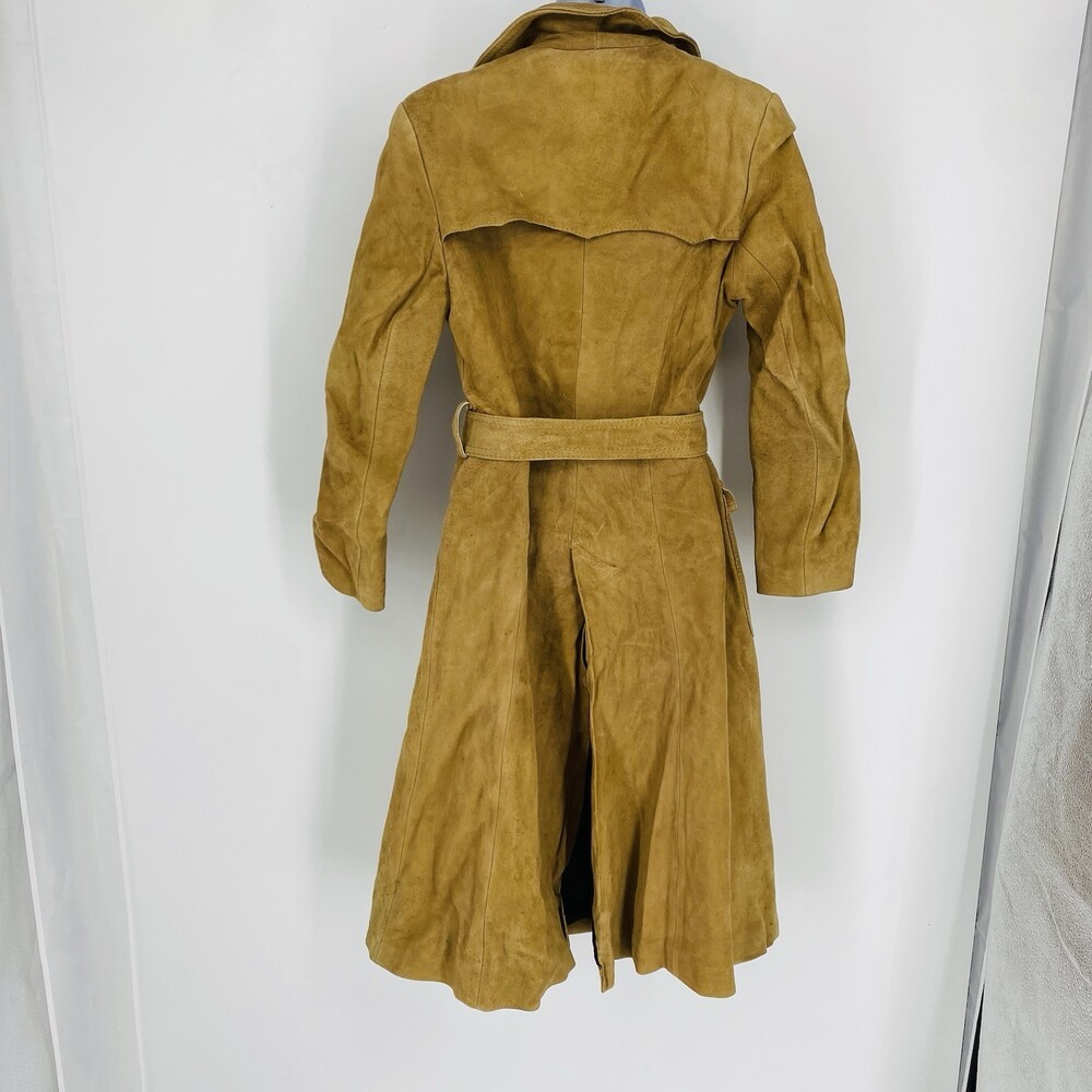 Vintage Nubuck Suede Bosfor Tan Leather Trench Coat Fall Fashion Size 48 Small - Picture 7 of 10